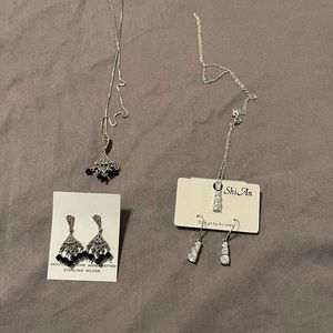 Sterling silver necklace and earrings lot of 2 sets